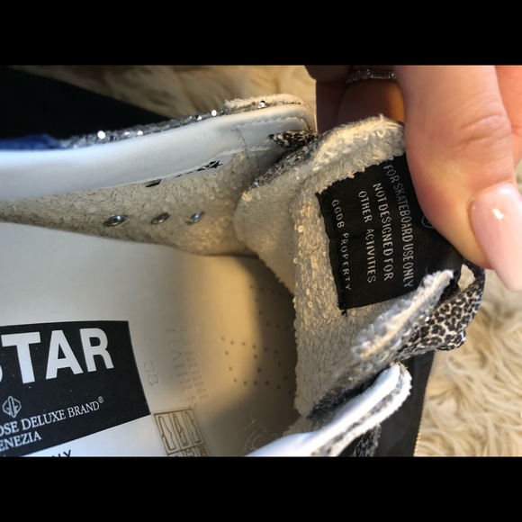 Golden Goose Hi Star Sneakers w/ Glitter & Blue - Picture 3 of 8